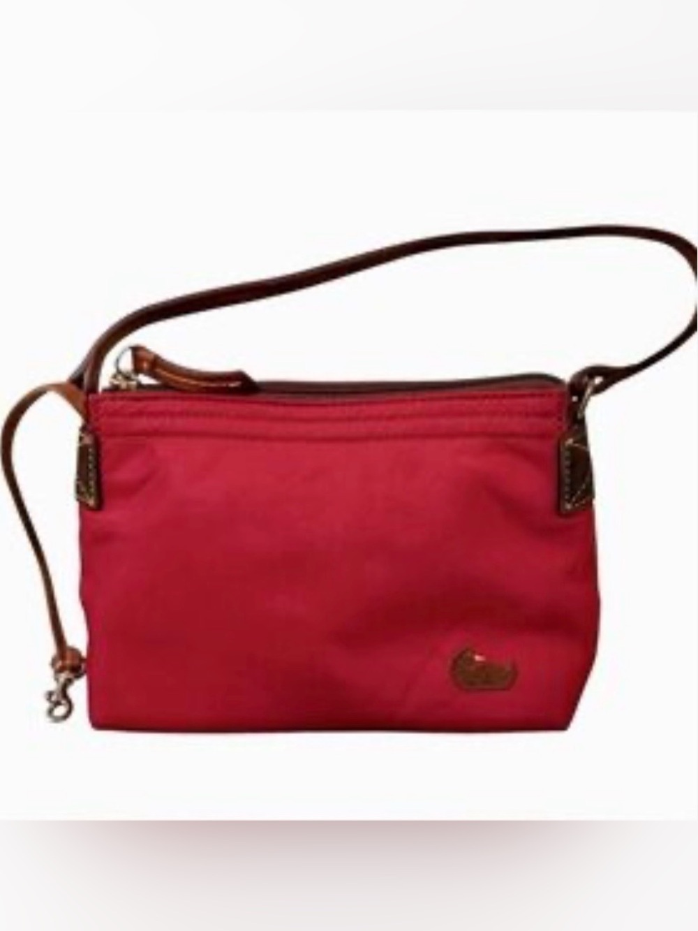 Dooney & Bourke Red Nylon Crossbody Bag with Leather Trim Zipper VGC